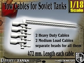 1-18 Soviet Tank Tow Cables Set1 in White Natural Versatile Plastic