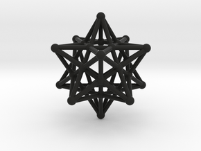 Stellated Dodecahedron -12 Pointed Merkaba in Black Natural Versatile Plastic