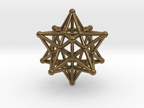 Stellated Dodecahedron -12 Pointed Merkaba in Polished Bronze