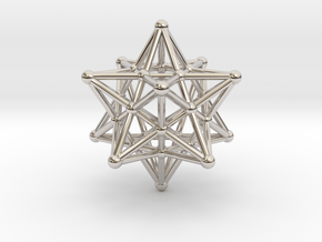 Stellated Dodecahedron -12 Pointed Merkaba in Rhodium Plated Brass