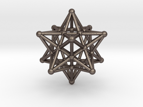 Stellated Dodecahedron -12 Pointed Merkaba in Polished Bronzed Silver Steel