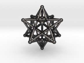 Stellated Dodecahedron -12 Pointed Merkaba in Polished and Bronzed Black Steel