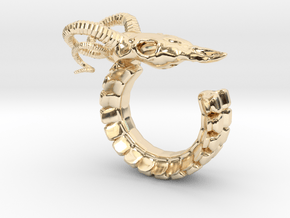 Goat Skull Ring in 14k Gold Plated Brass: 6 / 51.5