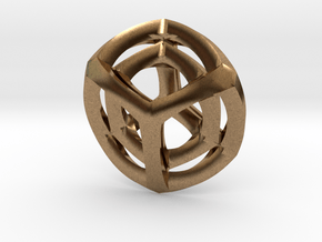 Tesseract Pendant in Natural Brass