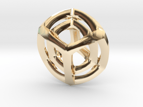 Tesseract Pendant in 14k Gold Plated Brass