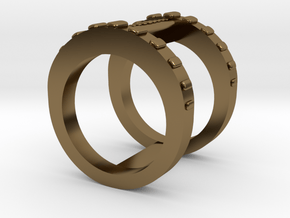 Double Banded Ring in Polished Bronze: 5 / 49