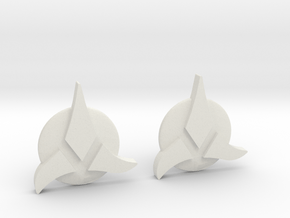 Klingon Cufflinks in White Natural Versatile Plastic