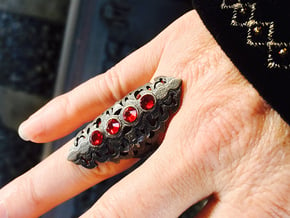 BlakOpal Gothic Filligree Ring - size 8 in Polished and Bronzed Black Steel