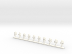 Skull Fronts 28 mm in White Processed Versatile Plastic
