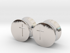 Crucifix Earring Gauges in Platinum
