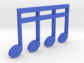 Music Pendant - 4 Sixteenth Notes in Blue Processed Versatile Plastic
