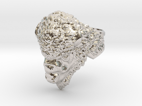 Bison Head Ring in Rhodium Plated Brass: 10.5 / 62.75