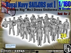 1-160 Royal Navy Sailors Set1 in Tan Fine Detail Plastic
