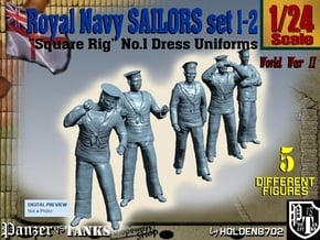 1-24 Royal Navy Sailors Set1-2 in White Natural Versatile Plastic