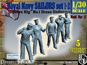 1-30 Royal Navy Sailors Set1-2 in White Natural Versatile Plastic