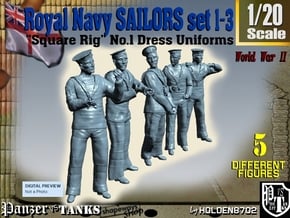 1-20 Royal Navy Sailors Set1-3 in White Natural Versatile Plastic
