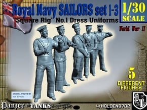 1-30 Royal Navy Sailors Set1-3 in White Natural Versatile Plastic