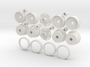 1:16 5-spoke wheels for Monogram Peterbilt & Kenwo in White Natural Versatile Plastic