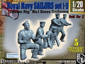 1-20 Royal Navy Sailors Set1-5 in White Natural Versatile Plastic