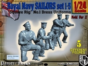 1-24 Royal Navy Sailors Set1-5 in White Natural Versatile Plastic