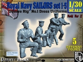 1-30 Royal Navy Sailors Set1-5 in White Natural Versatile Plastic