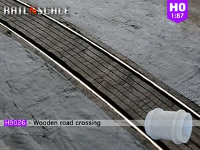 Wooden road crossing roller (H0 1:87) in Gray Fine Detail Plastic