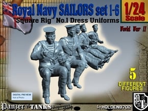1-24 Royal Navy Sailors Set1-6 in White Natural Versatile Plastic
