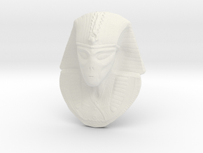 Alien Gray Egyptian Pharaoh Head Pendant 1.5" 38mm in White Natural Versatile Plastic