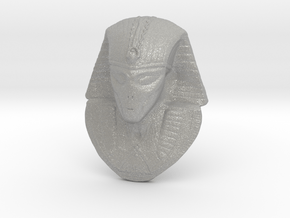 Alien Gray Egyptian Pharaoh Head Pendant 1.5" 38mm in Aluminum