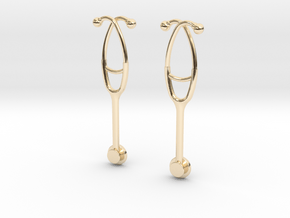 Stethoscope Drop Earring in 14k Gold Plated Brass