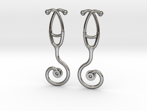 Stethoscope Spiral Earring in Polished Silver