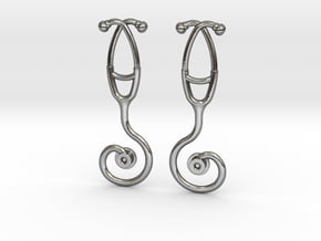 Stethoscope Spiral Earring in Polished Silver
