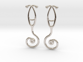 Stethoscope Spiral Earring in Rhodium Plated Brass