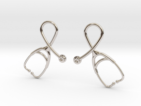 Stethoscope Looped Earrings in Rhodium Plated Brass