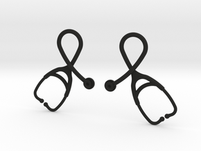 Stethoscope Looped Earrings in Black Natural Versatile Plastic