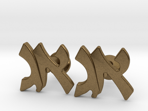 Hebrew Monogram Cufflinks - "Aleph Gimmel" in Natural Bronze