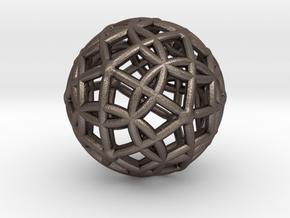 Spherical Icosahedron with Dodecasphere 1" in Polished Bronzed Silver Steel
