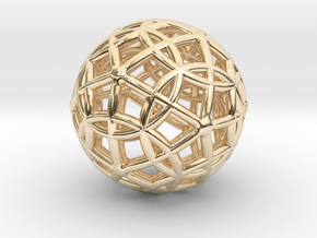 Spherical Icosahedron with Dodecasphere 1" in 14k Gold Plated Brass