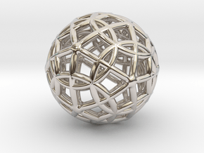 Spherical Icosahedron with Dodecasphere 1" in Rhodium Plated Brass