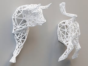  wall decoration "Bulls" (h:10 cm/4 In) in White Natural Versatile Plastic