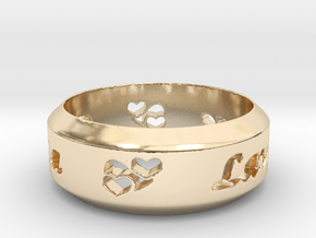 Anniversary Ring with Triple Hearts - May 7, 1990 in 14K Yellow Gold: 12 / 66.5