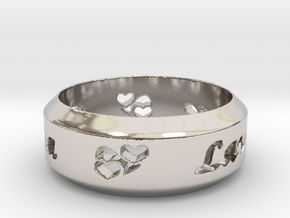 Anniversary Ring with Triple Hearts - May 7, 1990 in Rhodium Plated Brass: 12 / 66.5