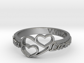 Anniversary Ring with Triple Heart - May 7, 1990 in Natural Silver: 12 / 66.5