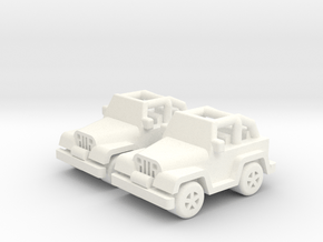 Jeep cars 18mm (2 pcs) in White Processed Versatile Plastic