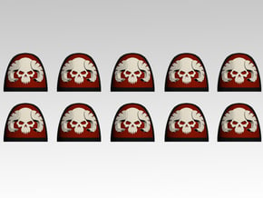 Horned Skull V.7 Shoulder Pads x10 in Tan Fine Detail Plastic