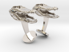 Alligator (Gator) Cufflinks in Platinum