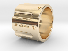 357 Magnum Cylinder Ring, 6 shot, Ring Size 9 in 14k Gold Plated Brass