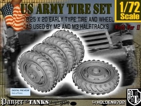 1-72 8-25x20 Early Tire Halftrack Set1 in Tan Fine Detail Plastic