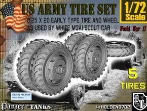 1-72 8-25x20 Early Tire White Scout Car Set1 in Tan Fine Detail Plastic