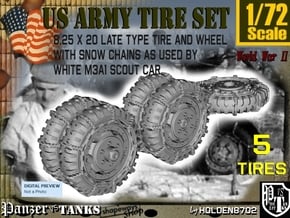 1-72 8-25x20 Late Tire Snow Chain White Scout Car  in Tan Fine Detail Plastic
